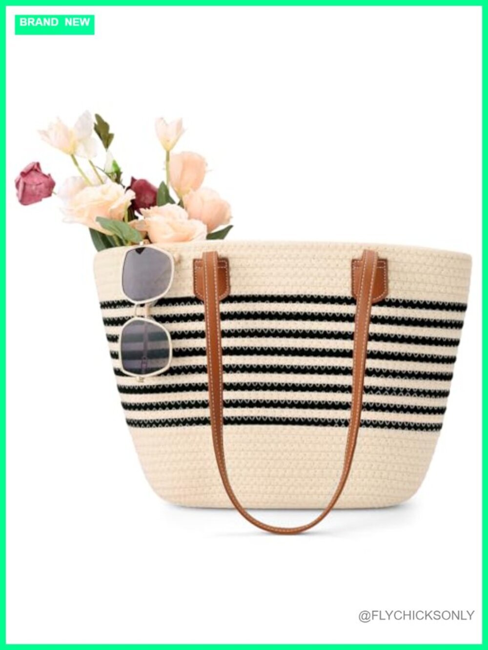Large Woven Straw Tote Bag Lightweight Beach Shoulder Bag